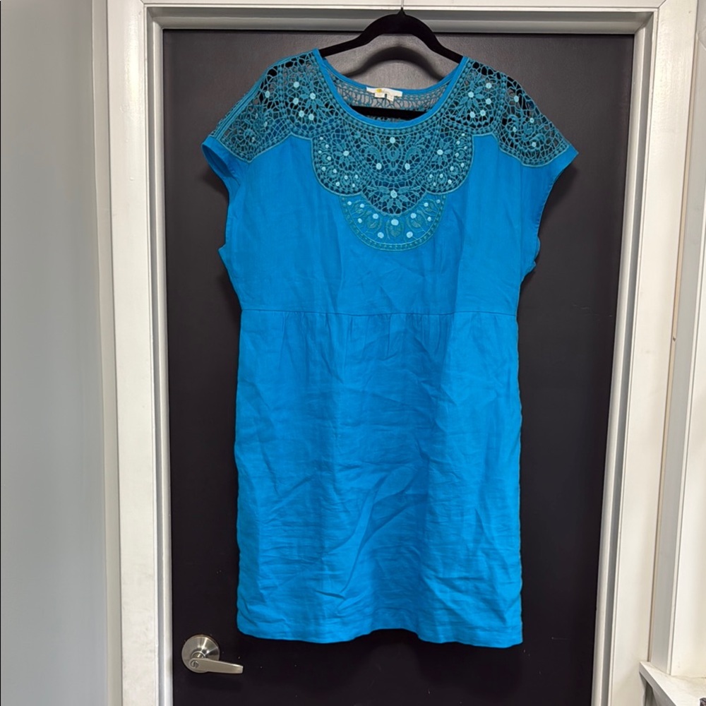 Boden Blue Dress with Lace Detail